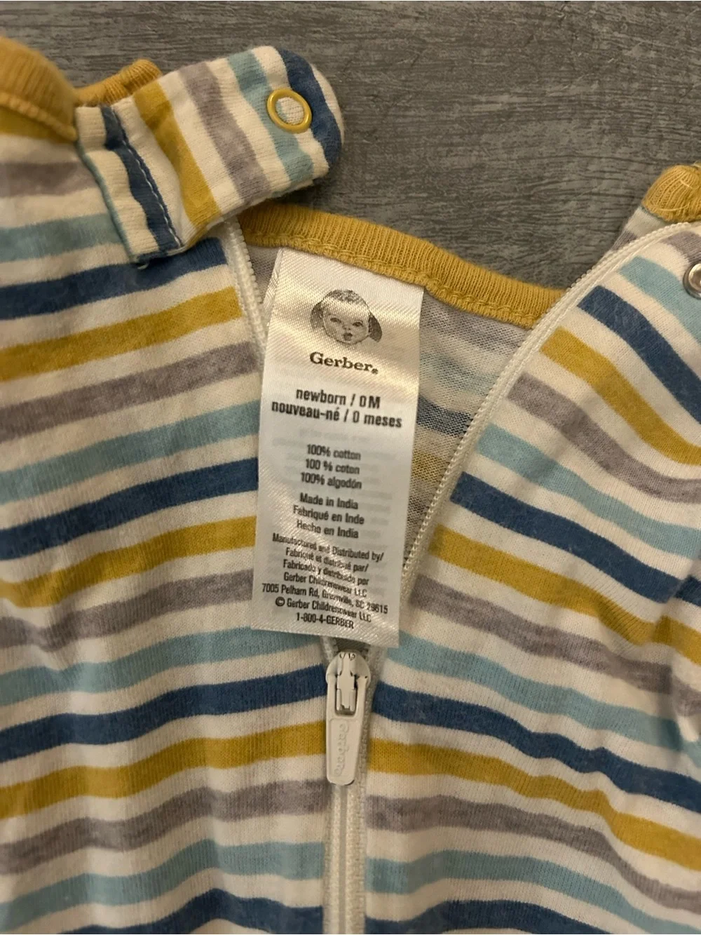 Set of 2 New born Gerber One-Piece  Sleepers Sets.